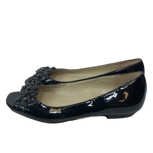 Naturalizer N5 Comfort Open Toe Floral Flats Black